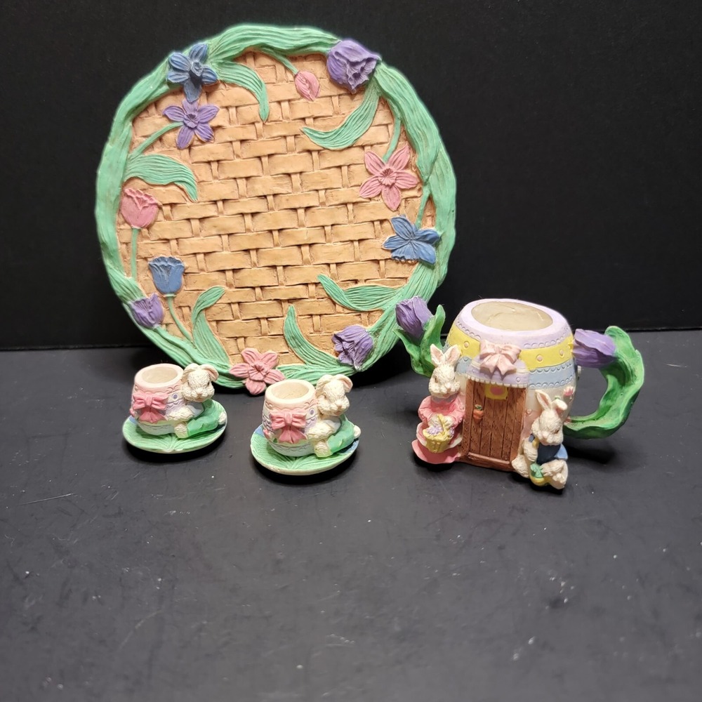 Easter Resin Miniature Tea Set Not Complete